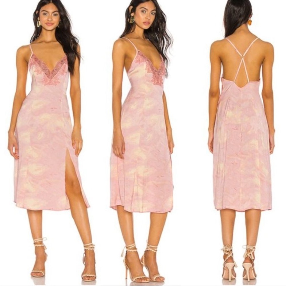 NEW Free People Chasing Shadow Tie Dye Slip Dress Midi